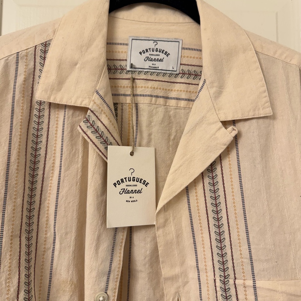 Portuguese flannel cotton embroidered short sleeve shirt